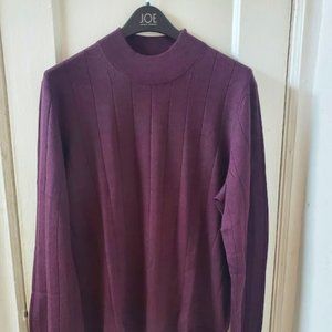 JOS A. BANK MEN SAN PAULO LARGE WINE TRAVELER MOCK NECK MERINO WOOL SWEATER